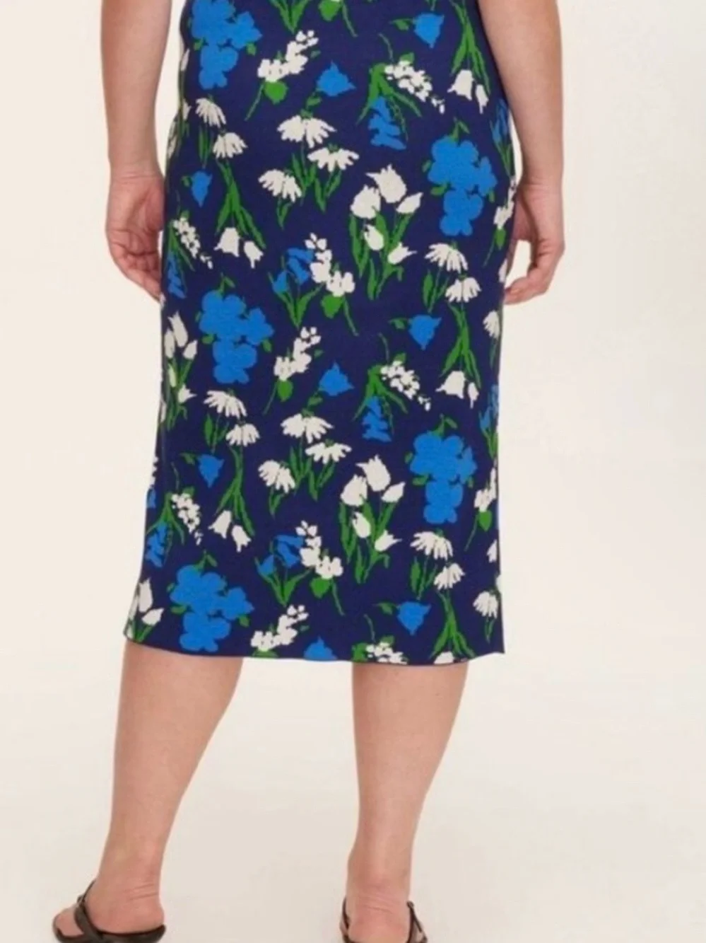 kate spade Navy Floral Midi Pencil Skirt with Blue & White Blooms